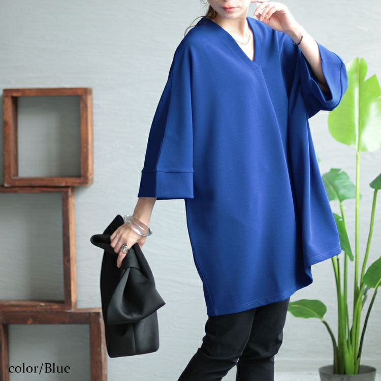 大きいサイズ レディース Vネックタックチュニック　nw-23020