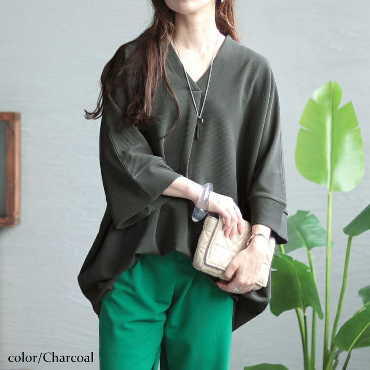 大きいサイズ レディース Vネックタックチュニック　nw-23020