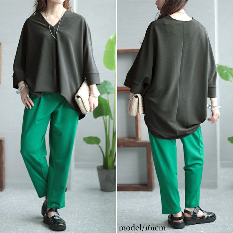 大きいサイズ レディース Vネックタックチュニック　nw-23020