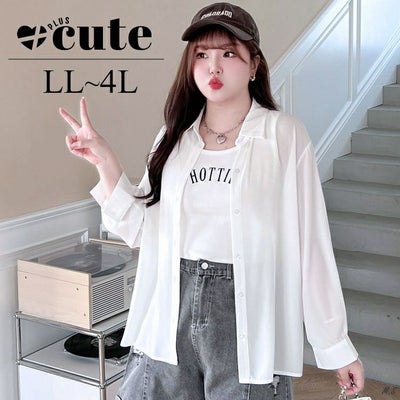 大きいサイズ レディース シアーオーバーサイズシャツ　goldy-1315 メール便可