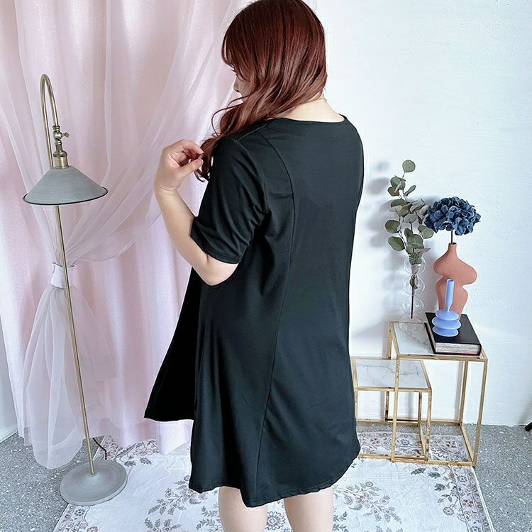 大きいサイズ レディース スクエアネックフレアワンピース　goldy-1299 【メール便可】