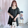 大きいサイズ レディース スクエアネックフレアワンピース　goldy-1299 【メール便可】 ブラック