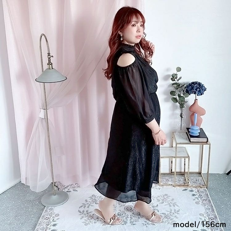 大きいサイズ レディース カシュクールレイヤード風ワンピース　maru-36185