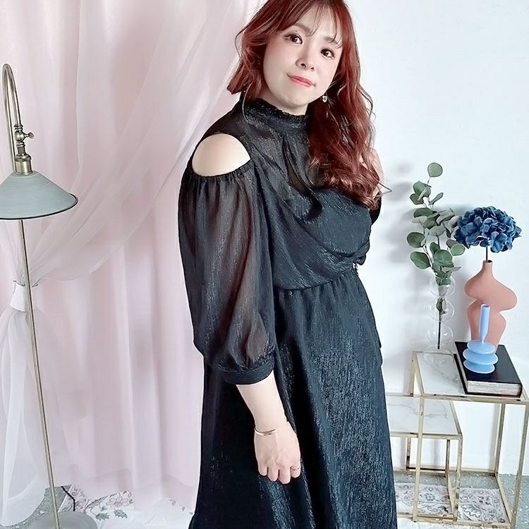 大きいサイズ レディース カシュクールレイヤード風ワンピース　maru-36185