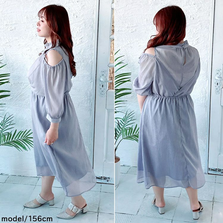 大きいサイズ レディース カシュクールレイヤード風ワンピース　maru-36185