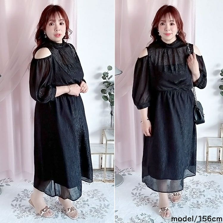 大きいサイズ レディース カシュクールレイヤード風ワンピース　maru-36185