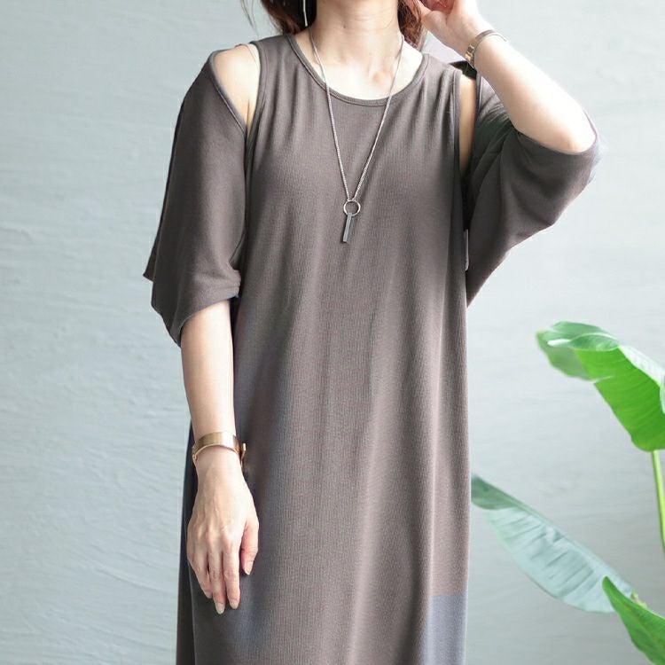 大きいサイズ レディース ショートボレロ＆アメリカンスリーブワンピースセット　sada-68731