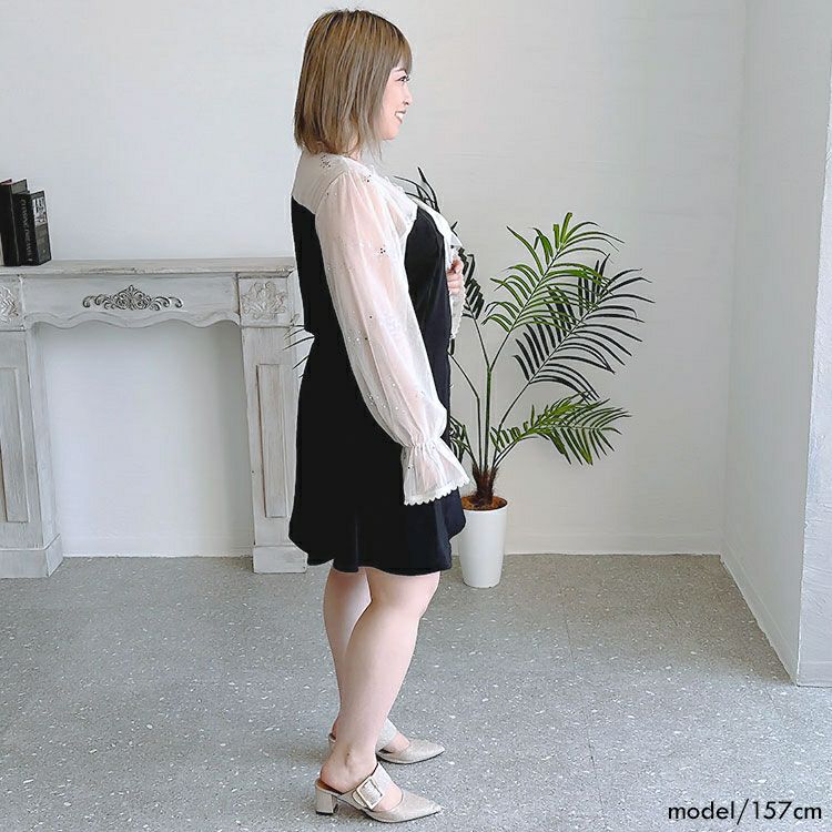 大きいサイズ レディース ラメチュールドッキングワンピース　goldy-1294 ゆうパケット可