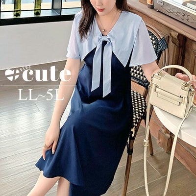 大きいサイズ レディース セーラーカラーワンピース　goldy-1296 ゆうパケット可