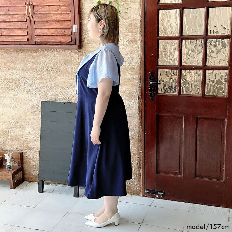 大きいサイズ レディース セーラーカラーワンピース　goldy-1296 ゆうパケット可