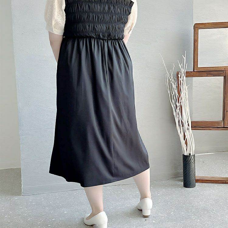 大きいサイズ レディース 胸シャーリングドッキングワンピース　goldy-1291 メール便可