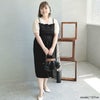 大きいサイズ レディース 胸シャーリングドッキングワンピース　goldy-1291 メール便可 ブラック