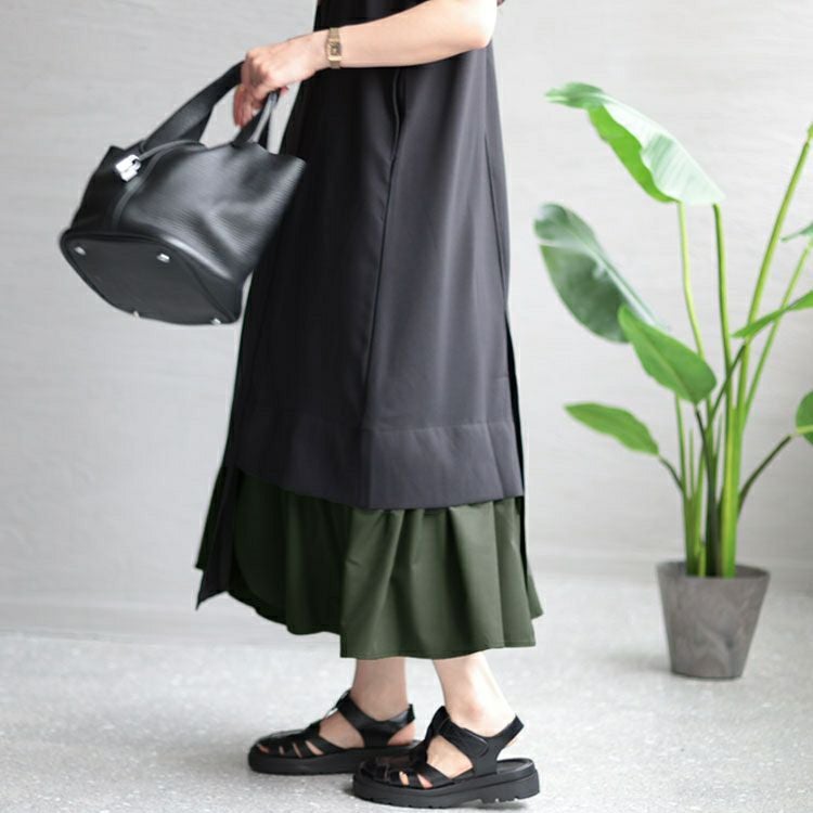 大きいサイズ レディース ジレ風ロングワンピース　sw-0537