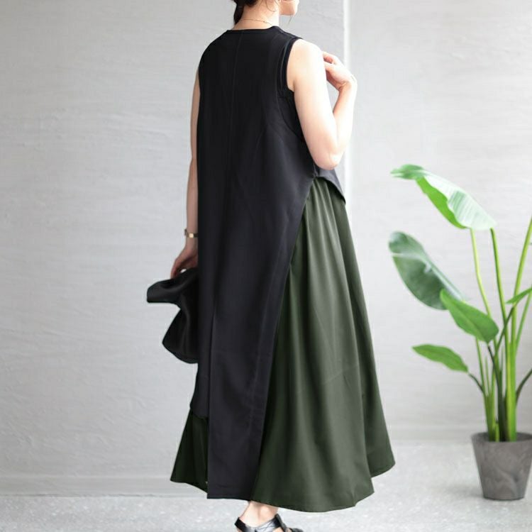 大きいサイズ レディース ジレ風ロングワンピース　sw-0537