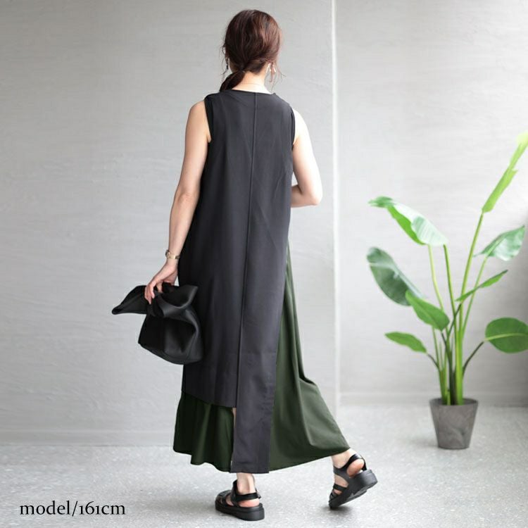 大きいサイズ レディース ジレ風ロングワンピース　sw-0537
