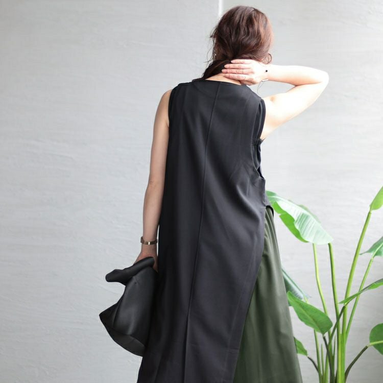 大きいサイズ レディース ジレ風ロングワンピース　sw-0537