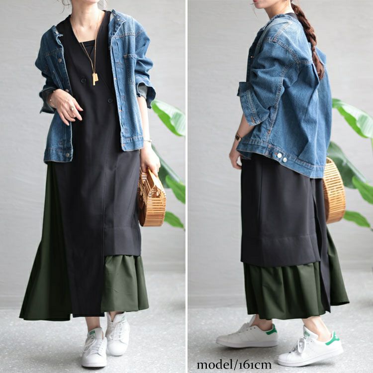 大きいサイズ レディース ジレ風ロングワンピース　sw-0537