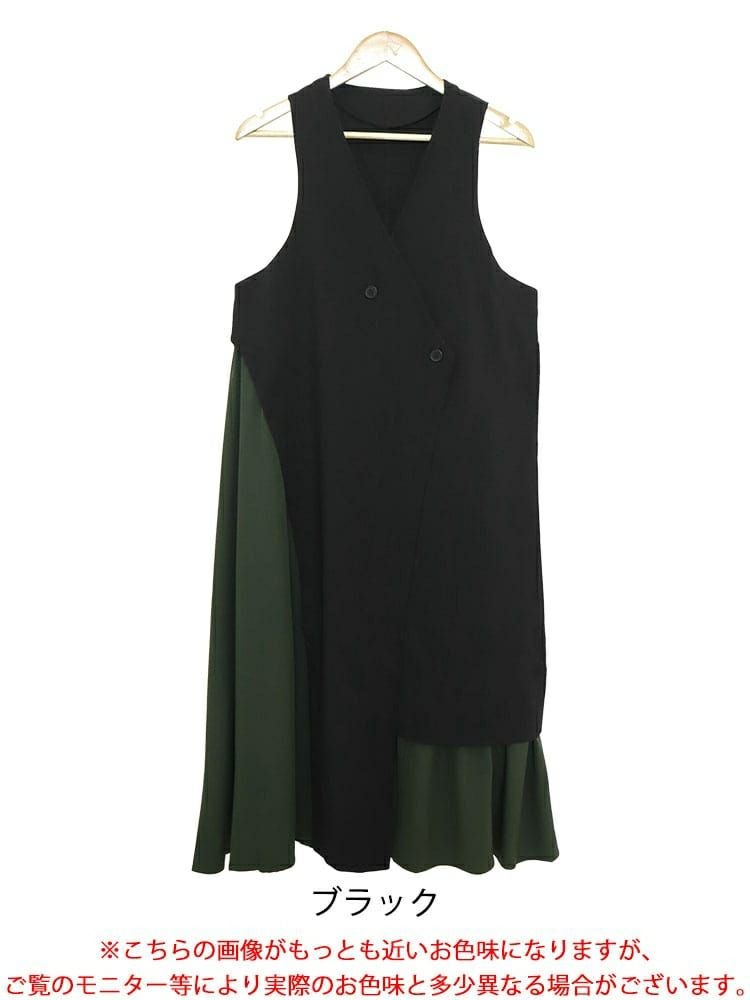 大きいサイズ レディース ジレ風ロングワンピース　sw-0537