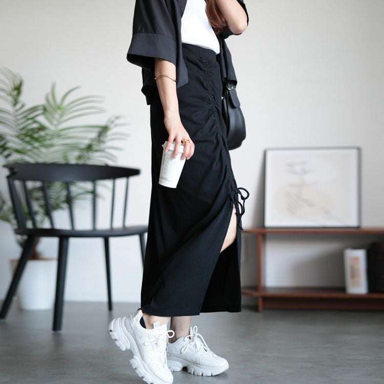 大きいサイズ レディース ドロストロングスカート　sada-6874