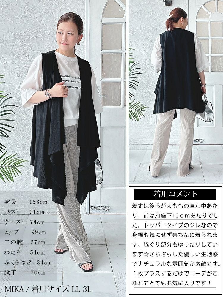 大きいサイズ レディース ワッシャー風コットンイレヘムトッパージレ　maru-6676