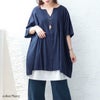 大きいサイズ レディース コットンピンタックワイドチュニック　maru-6687 【メール便可】 ネイビー