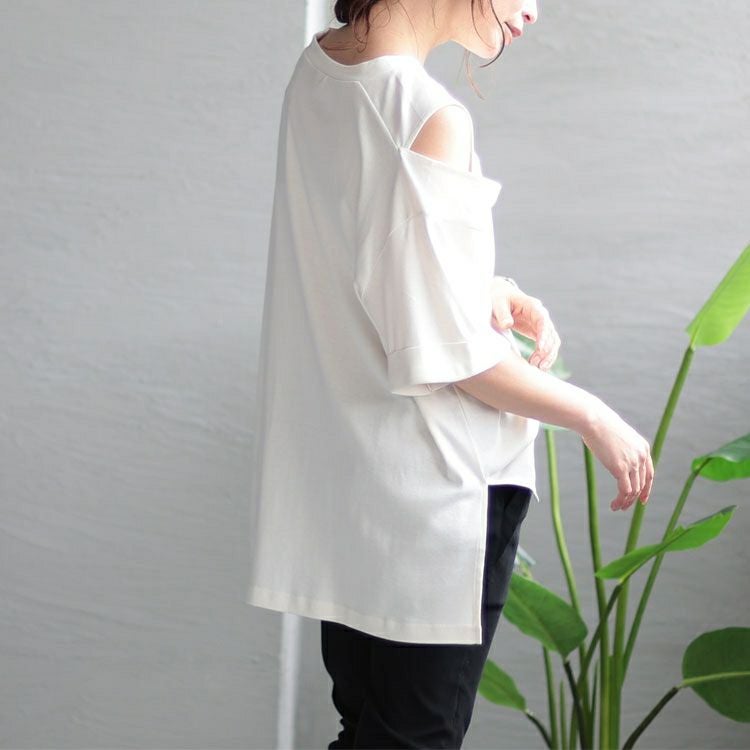 大きいサイズ レディース オープンショルダーカットソー　wk-0401-gold 【メール便可】