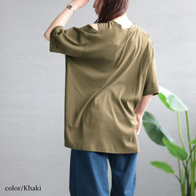 大きいサイズ レディース オープンショルダーカットソー　wk-0401-gold 【メール便可】