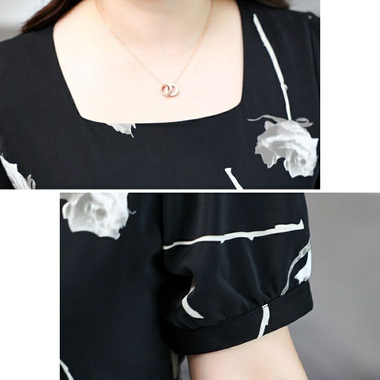 大きいサイズ レディース 花柄パフスリーブワンピース　goldy-1330