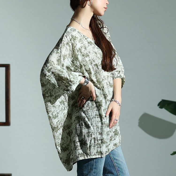 大きいサイズ レディース タイダイ柄裾タックドルマンプルオーバー　fem-384