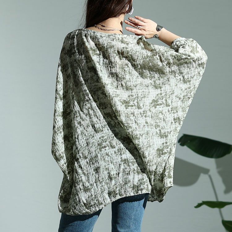 大きいサイズ レディース タイダイ柄裾タックドルマンプルオーバー　fem-384