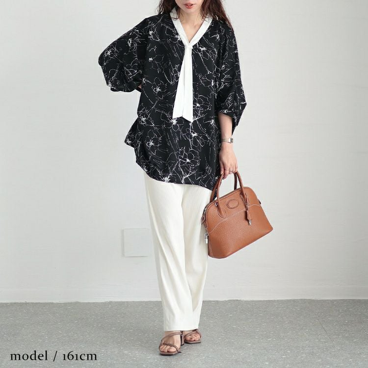 大きいサイズ レディース ボウタイドルマンプルオーバー　fem-378