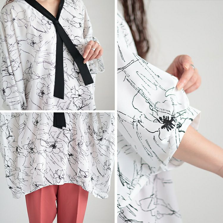 大きいサイズ レディース ボウタイドルマンプルオーバー　fem-378