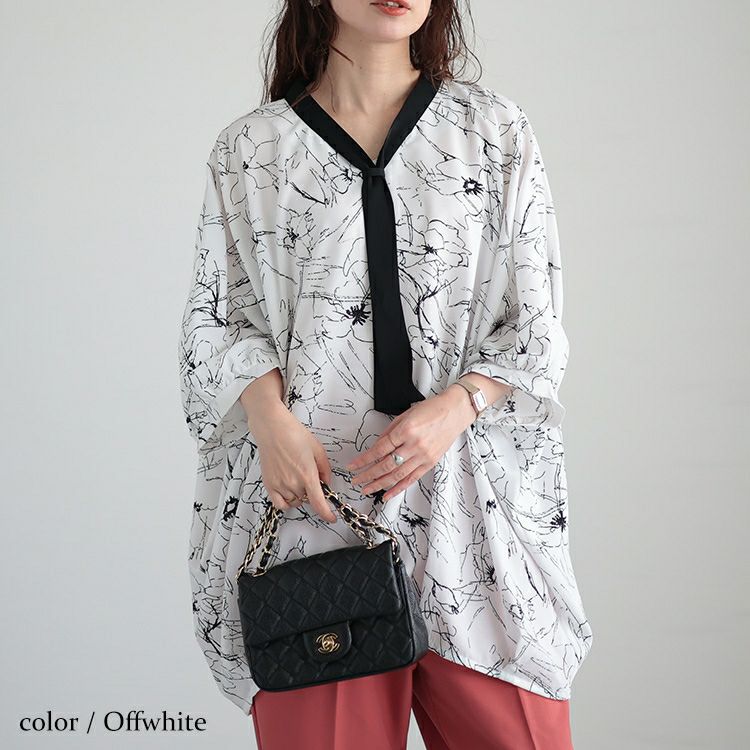 大きいサイズ レディース ボウタイドルマンプルオーバー　fem-378