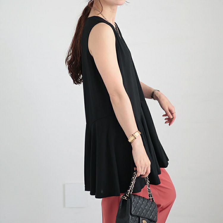 大きいサイズ レディース 裾フレアレイヤードタンクトップ fem-377