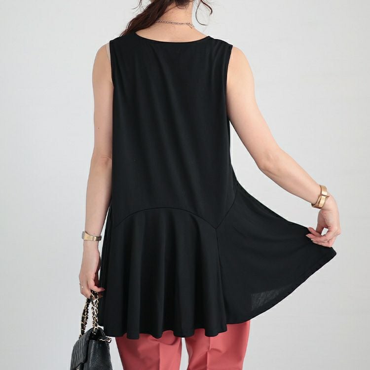 大きいサイズ レディース 裾フレアレイヤードタンクトップ　fem-377