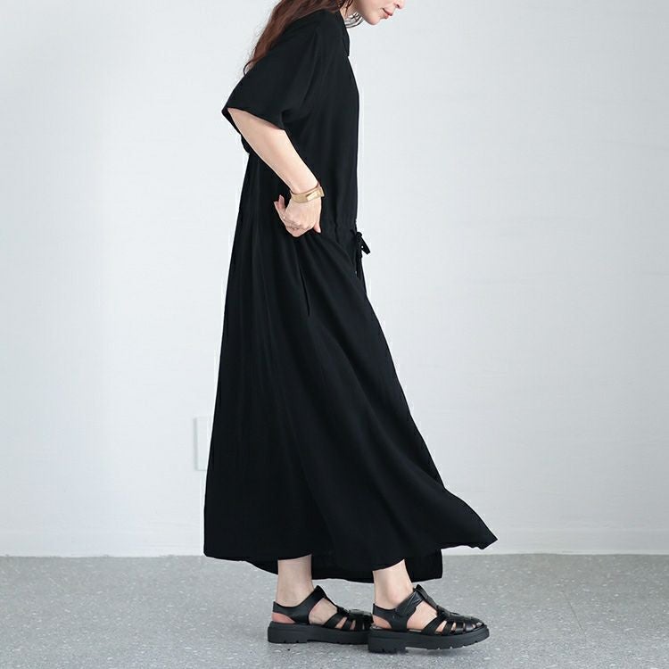 大きいサイズ レディース ウエストブラウジングシャツワンピース　maru-6686