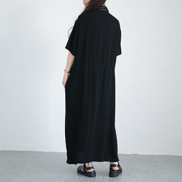 大きいサイズ レディース ウエストブラウジングシャツワンピース　maru-6686