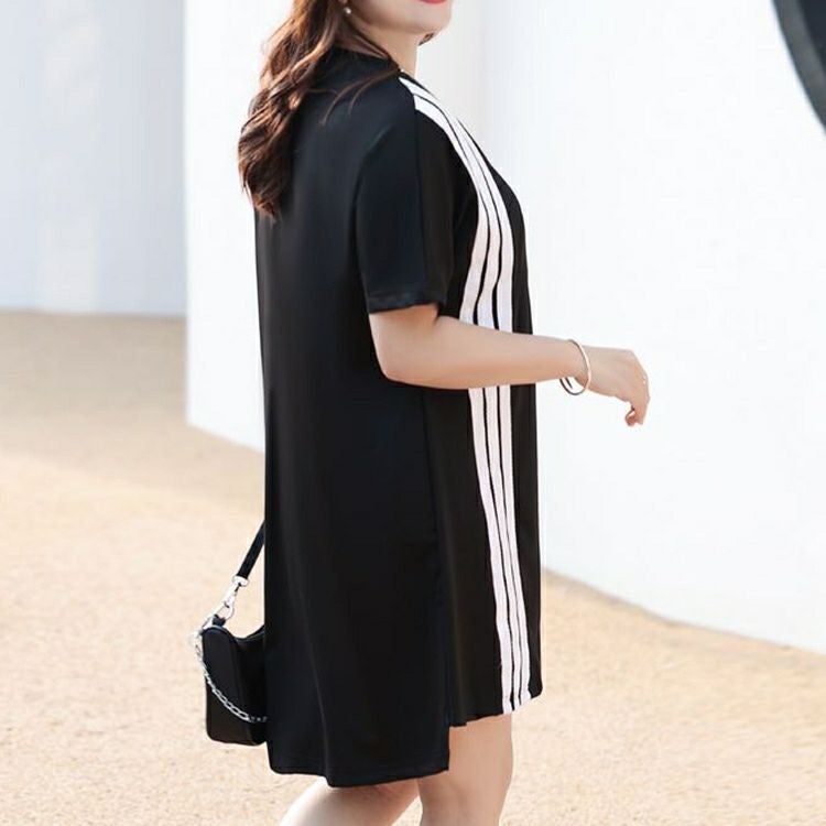 大きいサイズ レディース Vネックジップチュニックワンピース　goldy-1338 【メール便可】