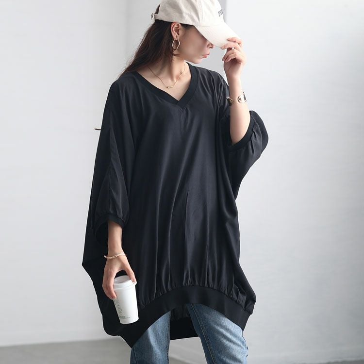 大きいサイズ レディース リブデザインボリュームトップス　jps004 【メール便可】