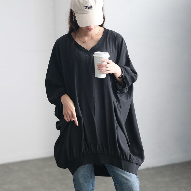 大きいサイズ レディース リブデザインボリュームトップス　jps004 【メール便可】