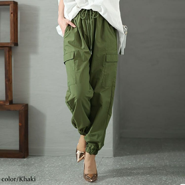 大きいサイズ レディース ドロストカーゴパンツ　gold929