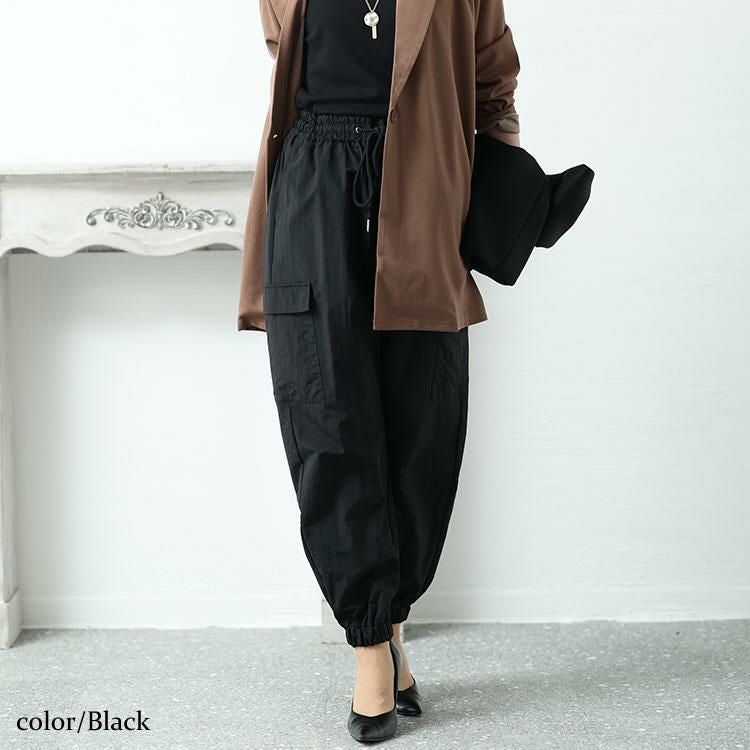 大きいサイズ レディース ドロストカーゴパンツ　gold929 ブラック