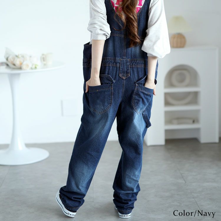 大きいサイズ レディース デニムサロペットパンツ　6682257-n