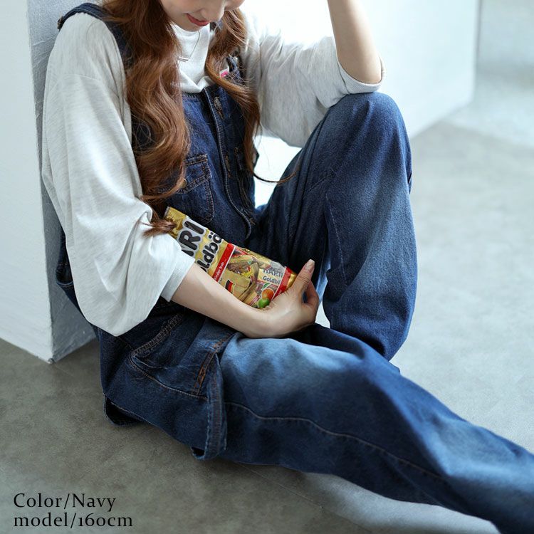 大きいサイズ レディース デニムサロペットパンツ　6682257-n