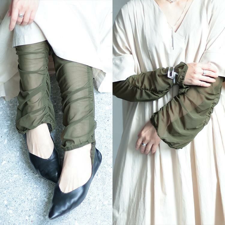 大きいサイズ レディース レッグ＆アームシアーウォーマー　jps003 【ゆうパケット可】 カーキ