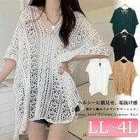 大きいサイズ レディース 透かし編みドルマンサマーニット　jps007
