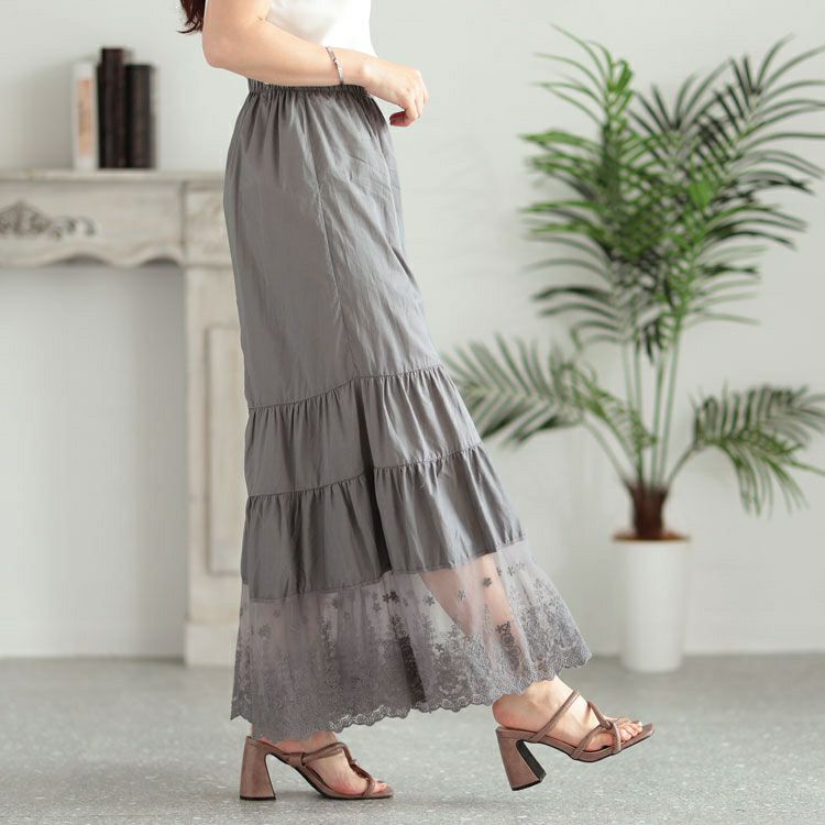 大きいサイズ レディース 刺繍レースコットンティアードペチパンツ　gold930 【メール便可】