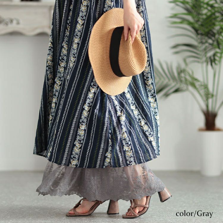 大きいサイズ レディース 刺繍レースコットンティアードペチパンツ　gold930 【メール便可】