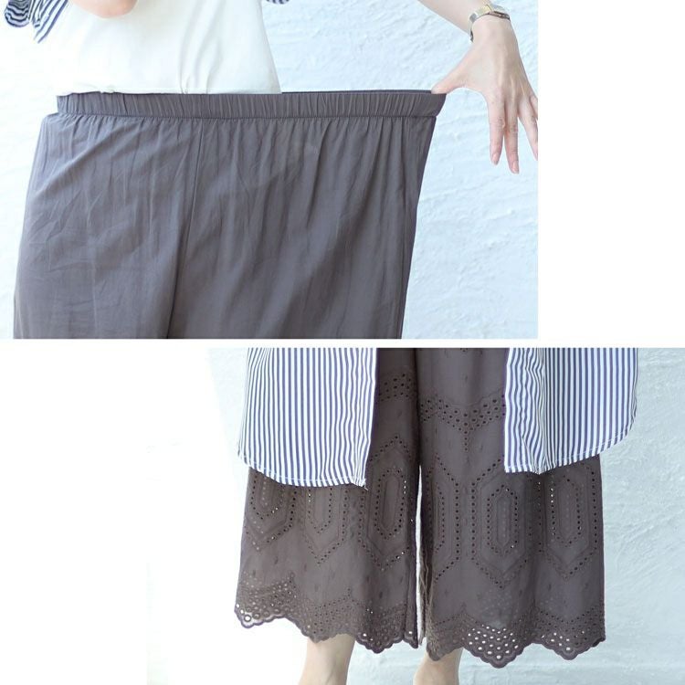 大きいサイズ レディース 刺繍レースコットンペチパンツ　gold931 【メール便可】