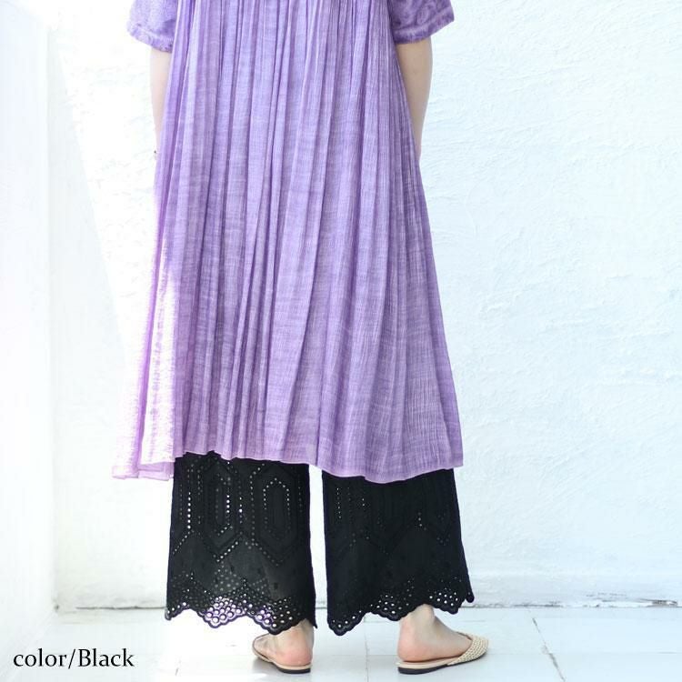 大きいサイズ レディース 刺繍レースコットンペチパンツ　gold931 【メール便可】 ブラック